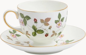 Chávena de chá e pires em Fine Bone China Wild Strawberry