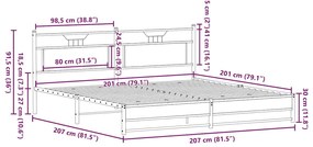 Estrutura de cama sem colchão 200x200cm metal carvalho sonoma