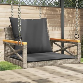 Banco baloiço com almofadões 63x62x40 cm vime PE cinzento