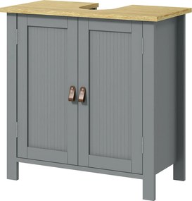 Móvel de lavatório (NÃO INCLUIDO) com 2 portas  60 x 30 x 60 cm, prateleira ajustável com 2 níveis no interior, puxadores em PU, cinzento
