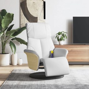 vidaXL Cadeira massagens reclinável c/apoio pés couro artif. branco