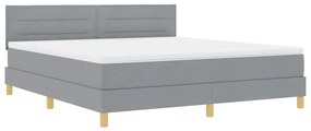 Cama Box Spring com Colchão Cinza Claro 180x200 cm Tecido
