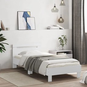 Estrutura de cama c/ cabeceira 90x190 cm deriv. madeira branco