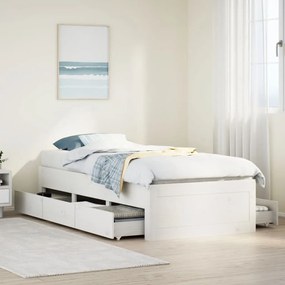 vidaXL Cama sem colchão com gavetas 75x190 cm pinho maciço branco