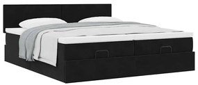 Estrutura de cama otomana com colchões 180x200cm veludo preto