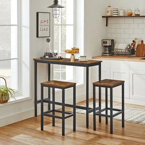 Conjunto de mesa de bar com bancos de bar Castanho Vintage