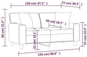 Sofá 2 lugares + almofadas 120 cm couro artificial cappuccino