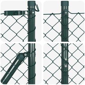 Conjunto de Postes de Cerca Verde 1.5 x 10 m Aço Galvanizado