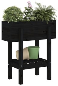 Vaso/floreira de jardim 62x30x69 cm pinho maciço preto