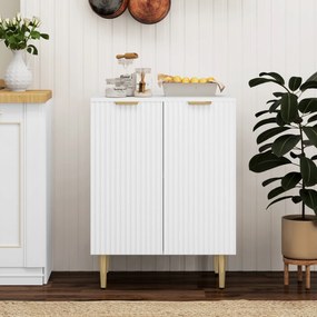 Aparador de cozinha com 2 portas, prateleira ajustável e pés metálicos elevados, 60 x 40 x 80 cm, branco