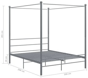 Estrutura de cama com dossel 160x200 cm metal cinzento