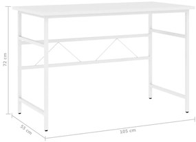 Secretária de computador 105x55x72 cm MDF e metal branco