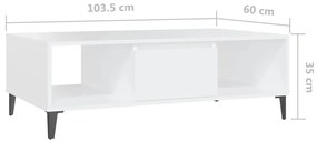 Mesa de centro 103,5x60x35 cm contraplacado branco