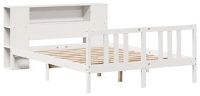 Cama com estante sem colchão 160x200 cm pinho maciço branco