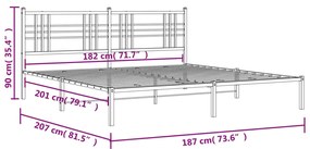 Estrutura de cama com cabeceira 180x200 cm metal branco