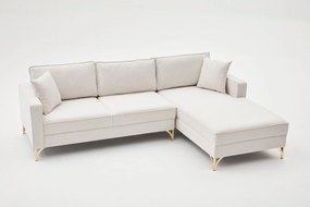 Sofá de Canto Berlin – Creme Dourado – 258x83x181 cm