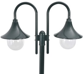 Candeeiro de pé jardim 2 braços E27 220cm alumínio verde escuro