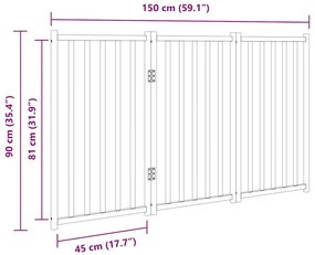 Portão p/ cães dobrável 3 painéis 150cm abeto carvalho castanho