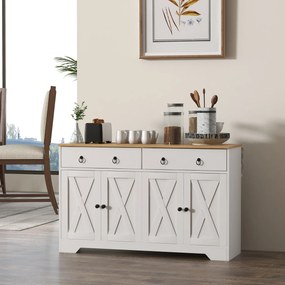 Aparador, móvel de arrumação 121 L x 37 l x 75 A cm, armário de cozinha de estilo rústico, com 2 gavetas e 2 portas, prateleiras com altura ajustável,
