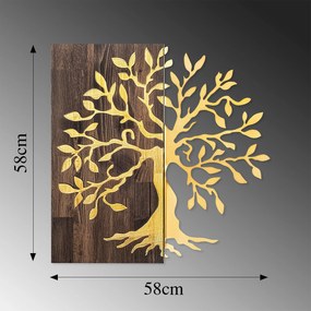 Acessório Decorativo de Parede Tree – Nogueira e Dourado – 58 x 58 cm