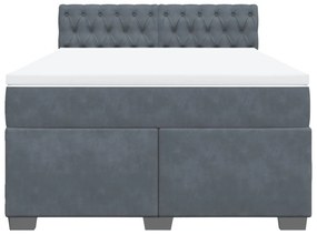 Cama com molas/colchão 140x190 cm veludo cinzento-escuro
