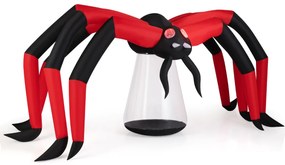 Aranha insuflável 313 cm gigante de Halloween com luzes LED impermeável para exterior com estacas e cordas Vermelho + Preto