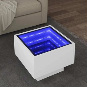 Mesa de apoio c/ LEDs 40x40x30 cm derivados de madeira branco
