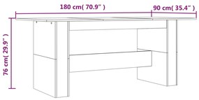Mesa de jantar 180x90x76 cm derivados de madeira cinza sonoma