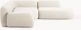 Sofá de canto modular em bouclé com chaise longue Wolke (4 lugares)