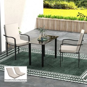 Conjunto de 2 almofadas de exterior para cadeira com encosto (CADEIRAS NÃO INCLUIDAS), com presilhas, enchimento de 8 cm, dimensões: 112 cm (C) x 51 c