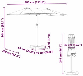 Guarda-sol de Jardim Areia 385 x 209 x 244 cm tecido