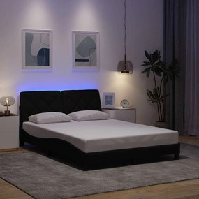 Estrutura de cama com LED sem colchão 120x200 cm tecido preto