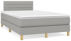 Cama boxspring com colchão 120x190 cm tecido cinzento-claro