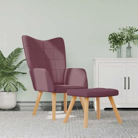 vidaXL Cadeira de descanso com banco tecido roxo