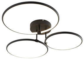 Candeeiro de Teto Design Preto c/ LED Dimerizável 3 Níveis 3 Luzes - Joaniqa Moderno