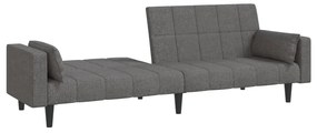 Sofá-cama 2 lugares com duas almofadas tecido cinzento-claro