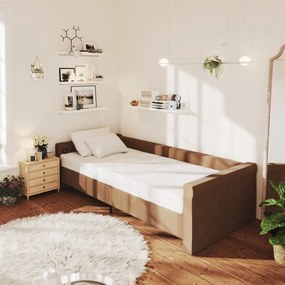 vidaXL Sofá-cama c/ saída USB 90x200 cm tecido castanho