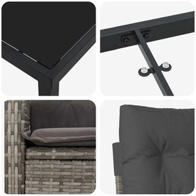 Conjunto de Jantar de Jardim 7 Peças com Almofadas - Rattan Poliéster