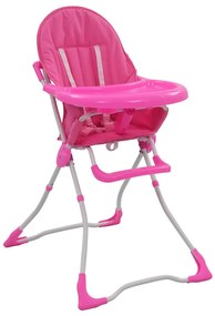10183 vidaXL Cadeira de refeição para bebé rosa e branco