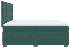 Cama com molas/colchão 180x200 cm veludo verde-escuro