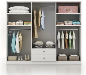 Conjunto de Quarto Royal – Branco – Roupeiro 175x182x50 cm, Estrado 16
