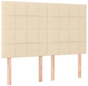 Estrutura de cama sem colchão 140x190 cm tecido cor creme