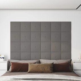 vidaXL Painel de parede 12 pcs 30x30 cm tecido 1,08 m² cor cinza-claro