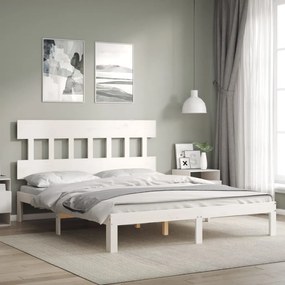 Cama sem colchão 160x200 cm madeira de pinho maciça branco