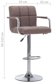 Cadeiras de bar 2 pcs tecido cinzento-acastanhado
