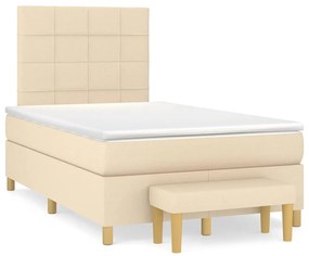 vidaXL Cama boxspring com colchão 120x190 cm tecido cor creme