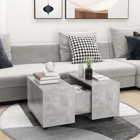 Mesa de centro 60x60x38cm derivados de madeira cinzento cimento