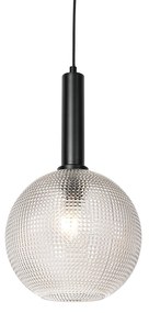 Candeeiro de suspensão design preto com vidro fumê - Chico Design