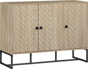 Aparador com Desenho Zig-Zag com Prateleiras Ajustáveis Pés de Aço para Cozinha Entrada Quarto 108x40x80 cm Madeira
