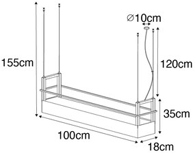 LED Candeeiro suspenso inteligente preto com rack incluindo 4 WiFi GU10 - Cage Rack Industrial